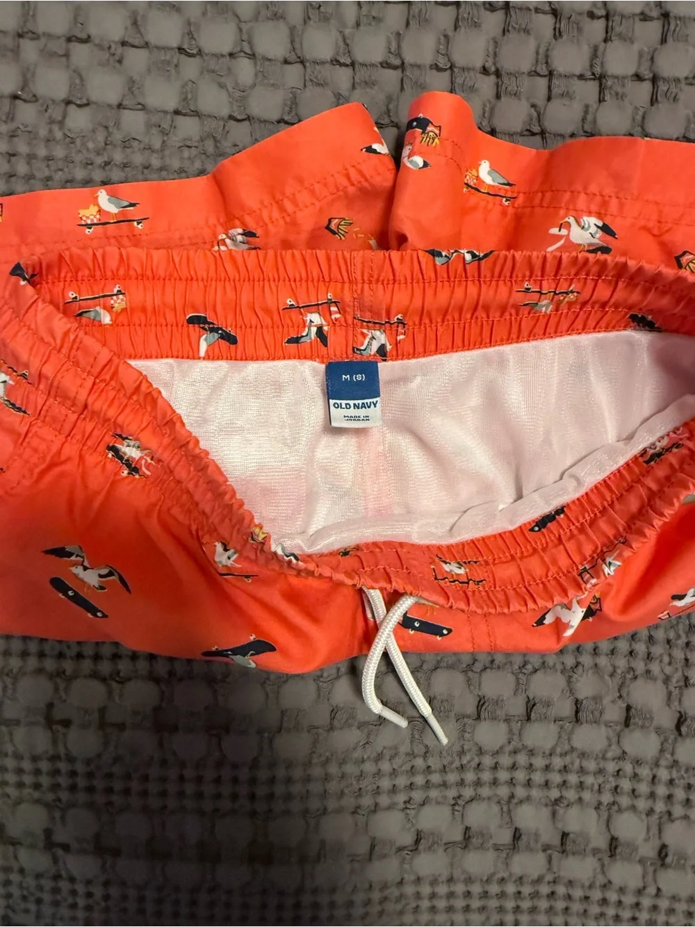 Old Navy Coral Seagull Print Swim Trunks